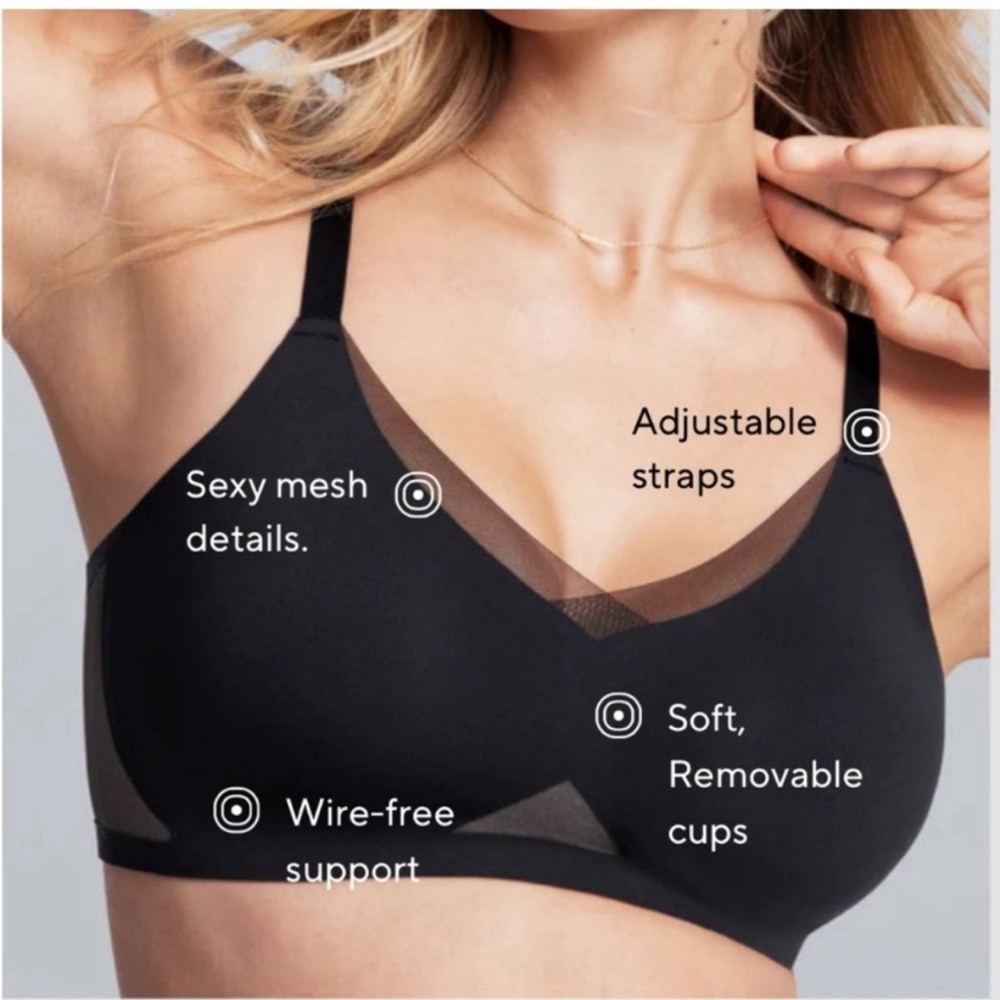 EUC Size L Black Peekaboo Mesh Runway Black bra